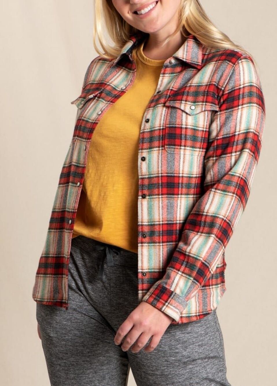 Toad & Co Folk Yeah Shirt Jacket in Winterberry Red Plaid Small